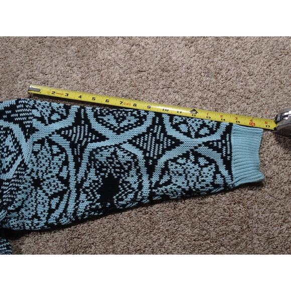 Vtg 80s/90s Sliltra Oversized Black & Teal Geometric Knit Boat Neck Sweater Med - Picture 10 of 10